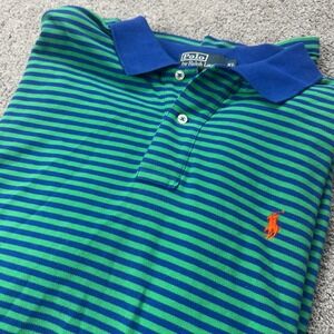 Polo Ralph Lauren Men's XL Short Sleeve Polo Striped 100% Cotton Blue Green